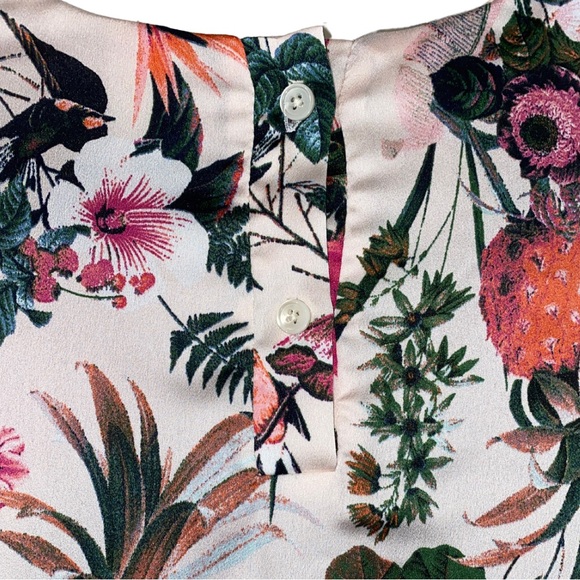 PINK FLORAL BANANA REPUBLIC BLOUSE LONG SLEEVE BUTTON-FRONT BOHO CHIC XS - Picture 6 of 13